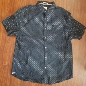 Navy Pattern Button Down Collar Casual Shirt